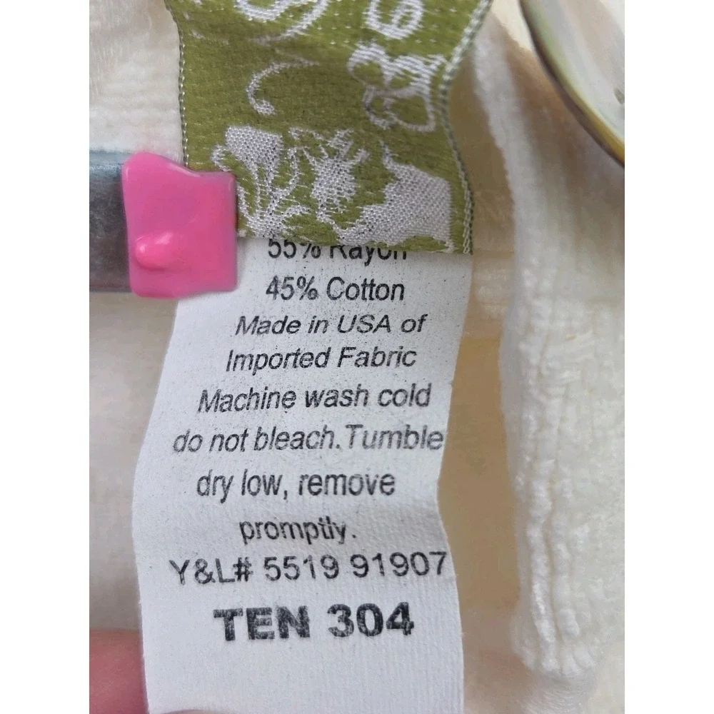 Bella Notte Vienna King Sham Ivory Chenille Scroll Shell Button USA Rayon Cotton